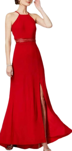 Nightway Red Strappy Back Beaded A-Line Gown Size Women's 12 NEW with Tags - Picture 1 of 16